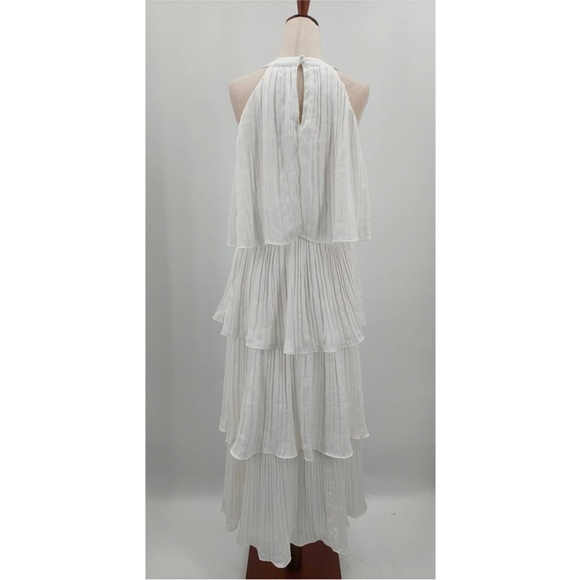 LULU'S SZ S Tier and Far White Tiered Pleated Halter Midi Dress - Picture 10 of 15